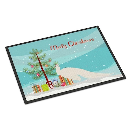 Carolines Treasures White Peacock Peafowl Christmas Indoor or Outdoor Mat, 18 x 27 in. BB9293MAT